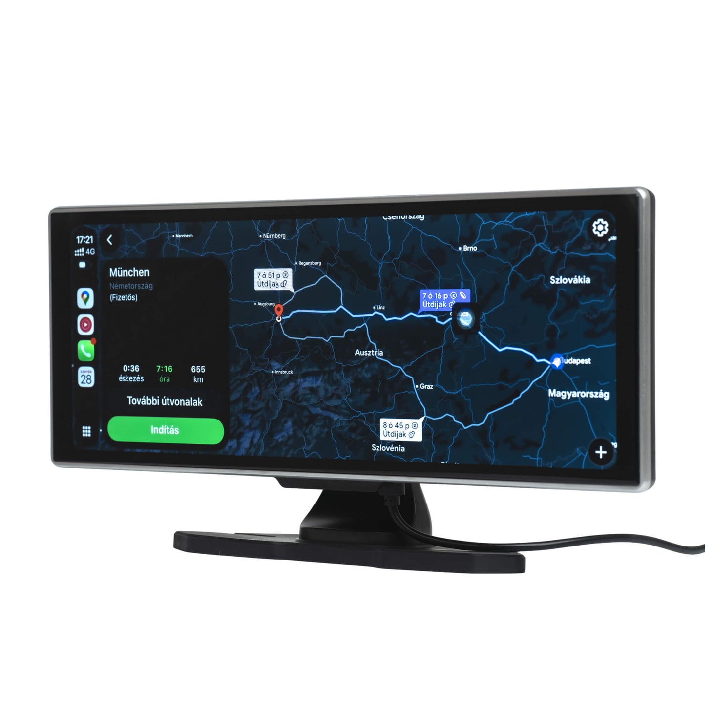 Vezeték nélküli CarPlay kijelző autó műszerfalán